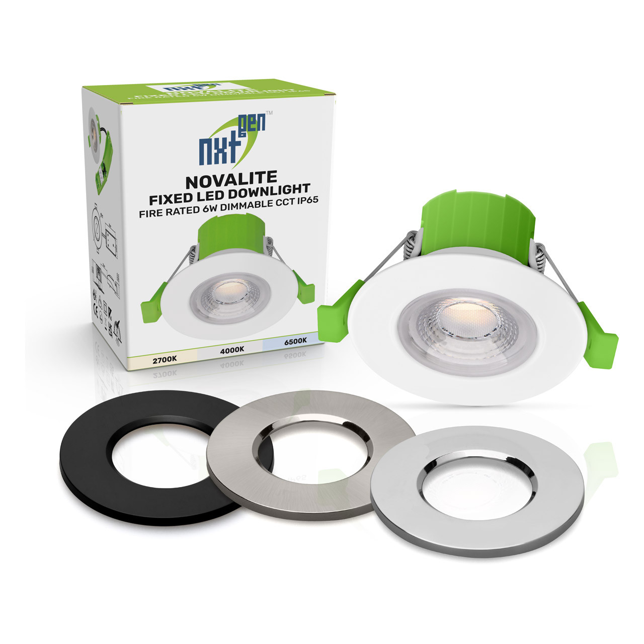 Image of nxt gen NovaLite LED Fire Rated Downlight 6W Dimmable White/Black/Chrome/Satin Nickel