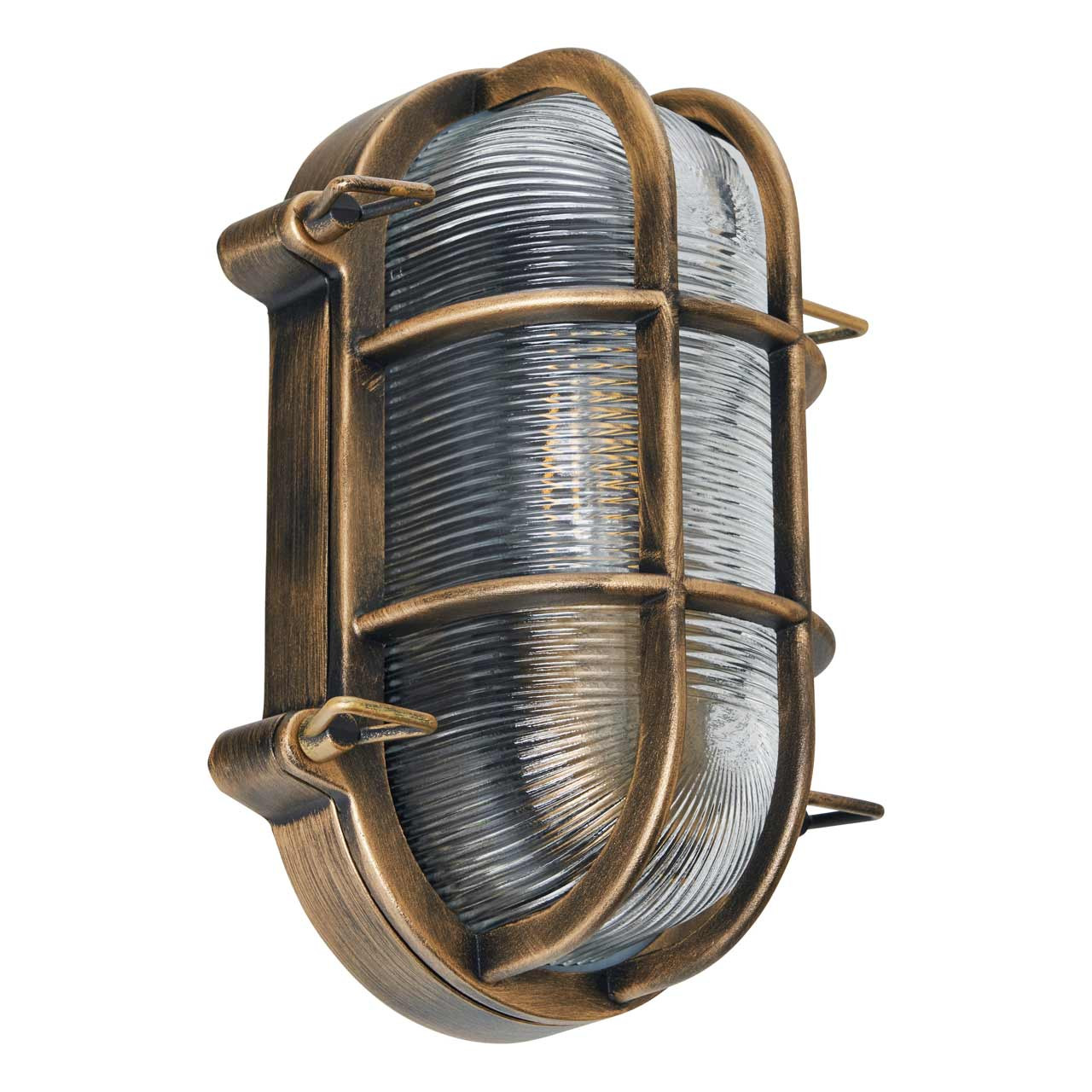 Image of Zink Davey Caged Oval Outdoor Bulkhead Gold