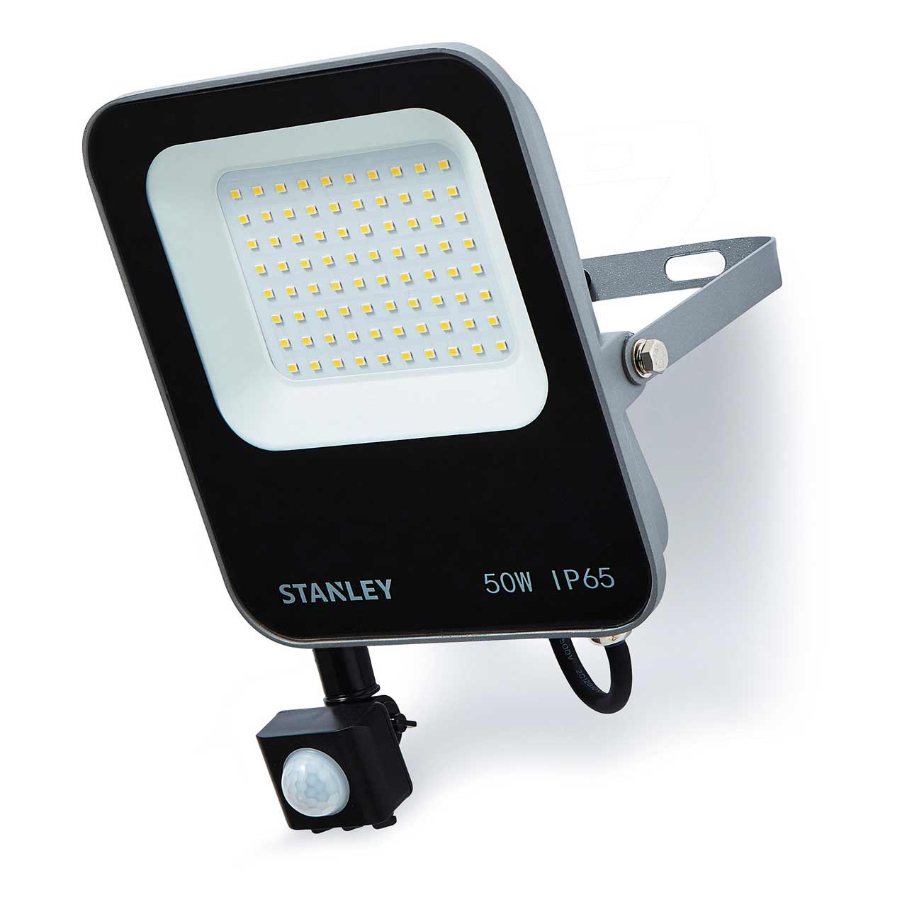 Image of Stanley 50W LED Floodlight with PIR in Black & Anthracite