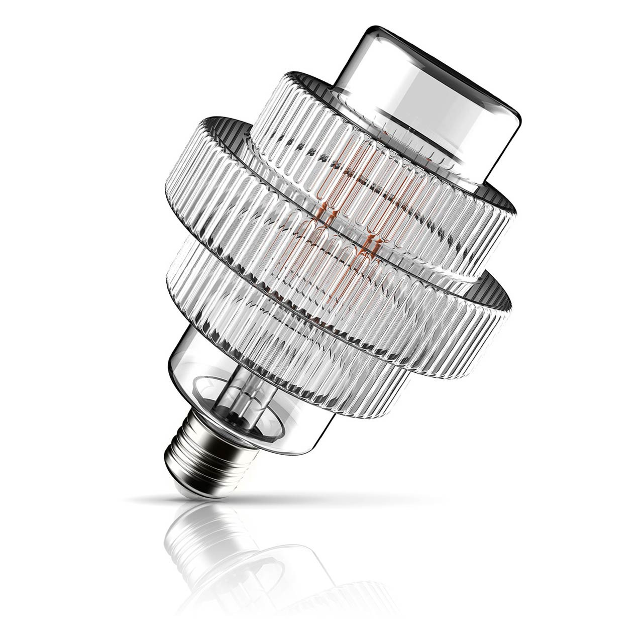 Crompton Globe LED Light Bulb E27 4.9W (40W Eqv) 112mm Extra Warm White Clear Decorative Gear Art Deco Tiered Screw Filament Vintage