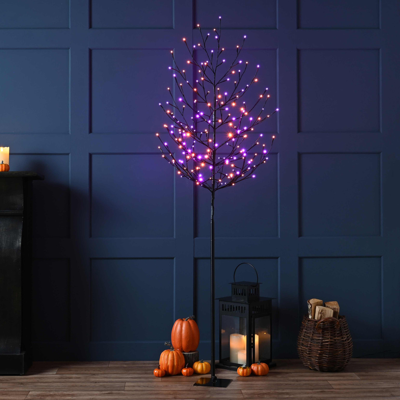 Festive 120cm Glow Worm Halloween Twig Tree