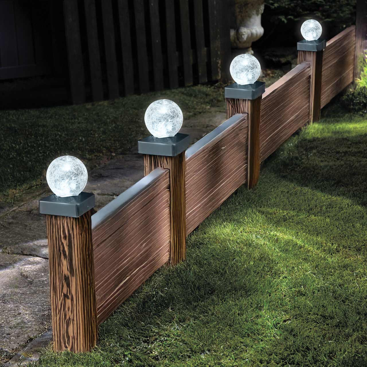 SuperBright LED Crackle Ball Post Light (4 Pack)