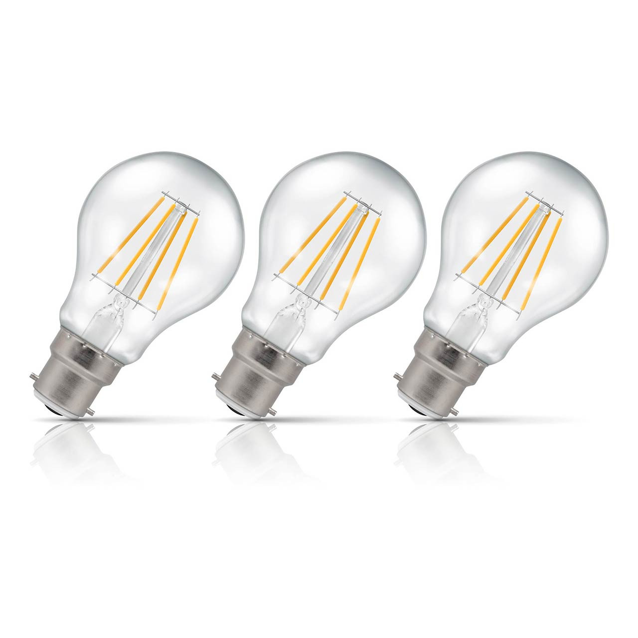 3-Pack GLS LED Light Bulbs B22 7.5W (60W Eqv) Dimmable Warm White Clear Filament
