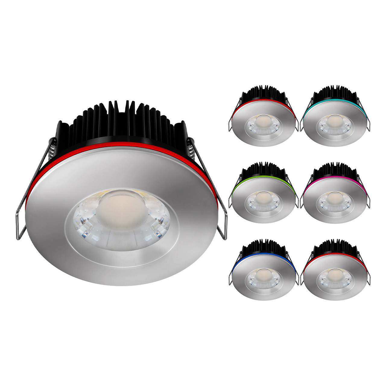 6-Pack Crompton Lamps SPECTRUM Wifi LED Fire Rated Downlight 10W Dim IP65 in Chrome Tuneable White + RGB in Recessed Spotlight Bluetooth Lights