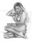 Pete Tapang "Seven Nights" Pin Up Girl Nude Art Signed Print B&W Matte