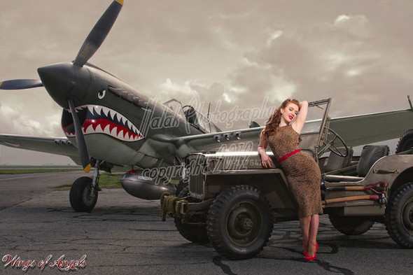 Wings of Angels Series Michael Malak Jessamyne WWII P-40E Warhawk & Jeep