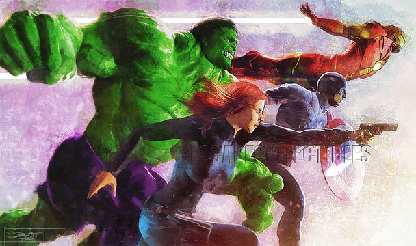 Daniel Murray Avengers Attack Signed Print