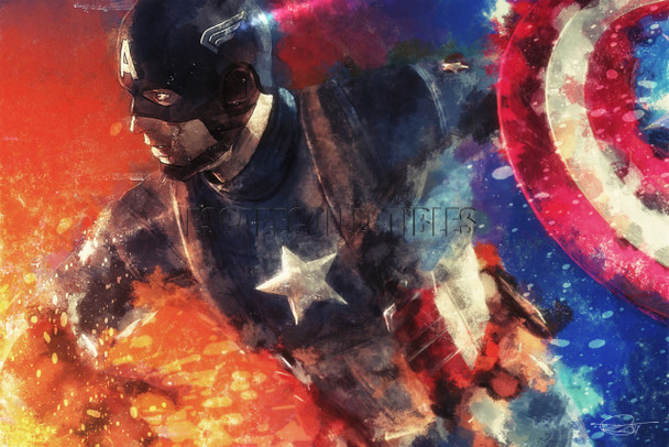 Daniel Murray Captain America Offense Signed Print Matte