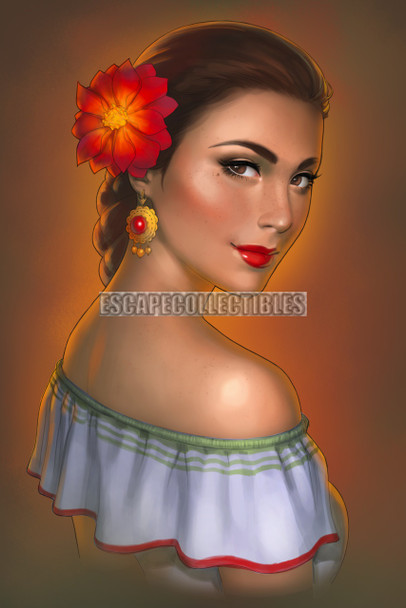 Mexican Girl Signed Print Warren Louw