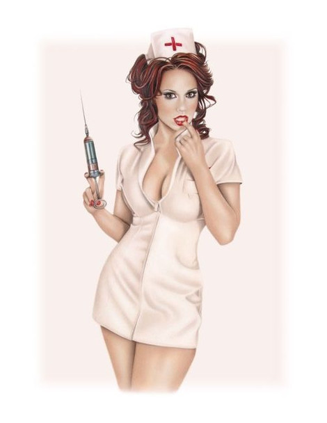 Barbara Jensen Naughty Nurse Pin Up Girl Art Signed Matte Print