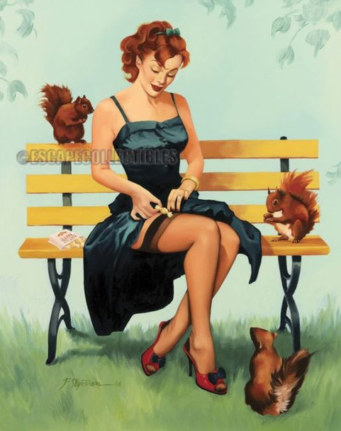 Nuts for You Vintage Style Pin Up Signed Print Stephenson