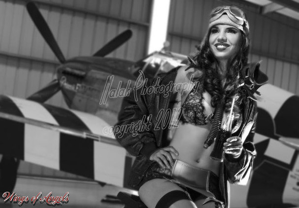 Wings of Angels Michael Malak Sarah Flight Jacket Lingerie and a WWII Mustang