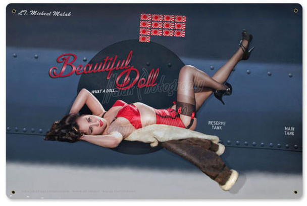 WWII Pin Up Series Beautiful Doll Malak Nose Art Steel Sign