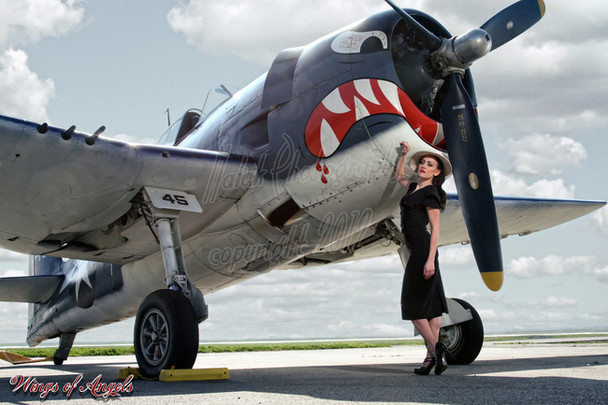 Wings of Angels Michael Malak Pin Up Print 2 Victoria at the Prop of the WWII Hellcat