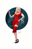 Caitlin in Red II Digital Pin Up Art Print Malak