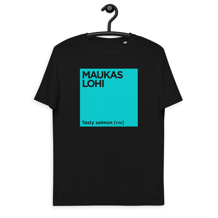 MAUKAS LOHI | Unisex Organic Cotton T-Shirt | Stanley/Stella STTU169 | Turquoise Print- black