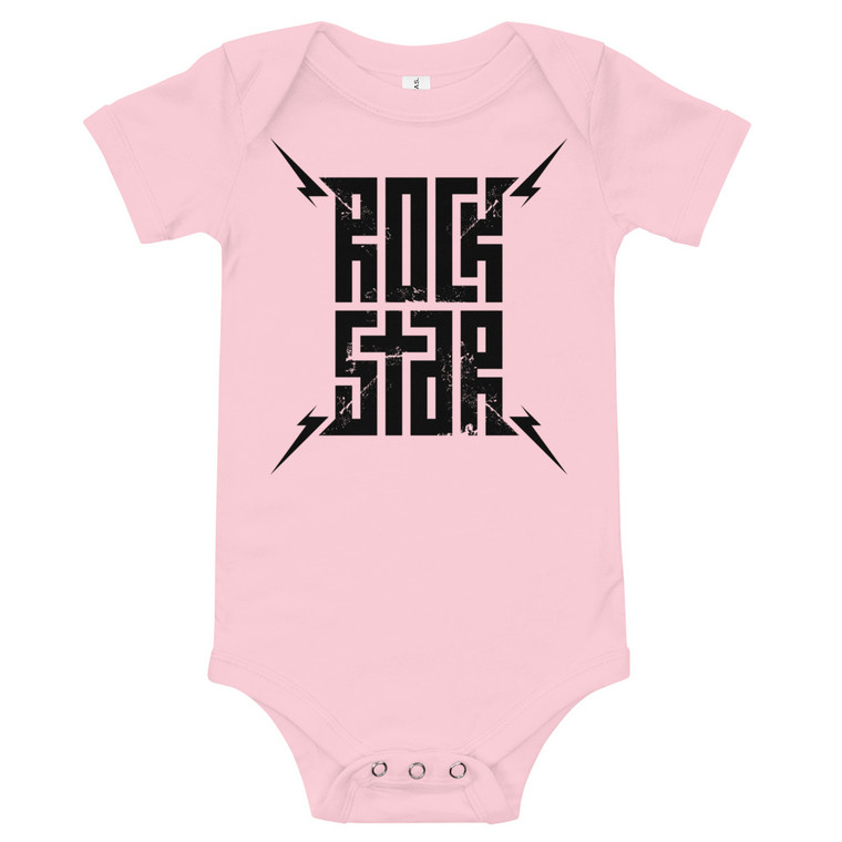 ROCKSTAR | Baby Short Sleeve One Piece | Bella + Canvas 100B | BLACK PRINT