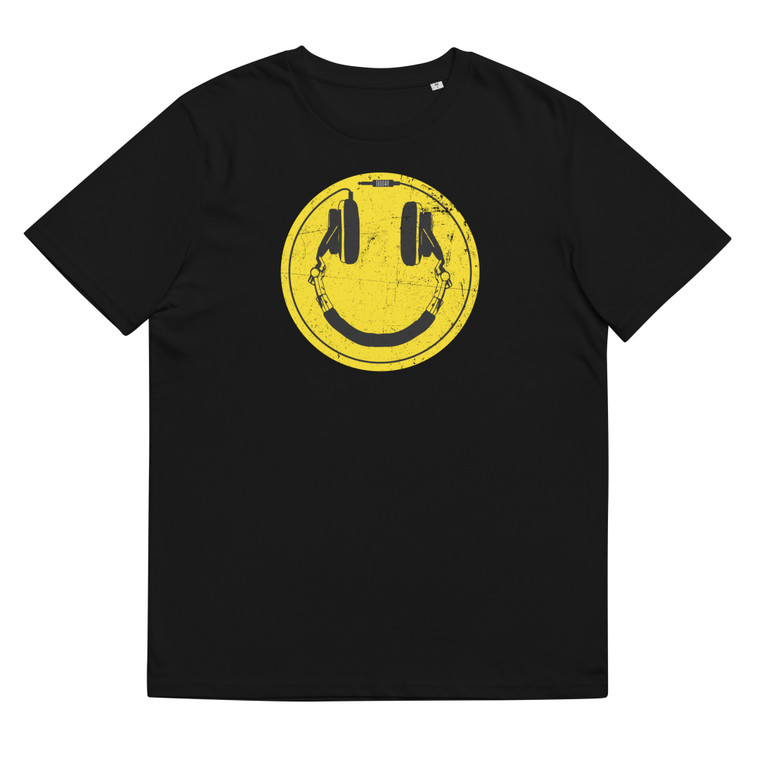 SMILEY HEADPHONES | Unisex Organic Cotton T-Shirt | Stanley/Stella STTU169 - black - front