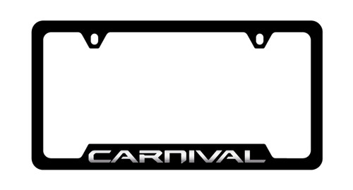 Carnival Black Coated License Plate Frame - Exposed Chrome