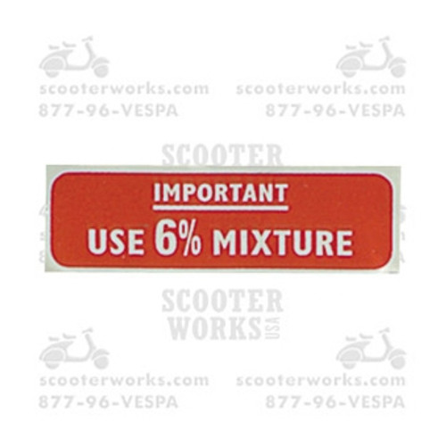 Use 6% Mixture Gas Cap Decal; VS1 - VS5