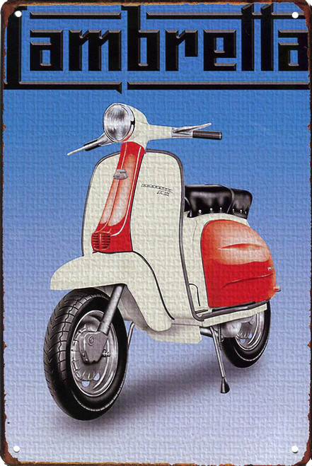 Lambretta S3 8x12 Metal Sign Piston Ported by Scooterville Minnesota