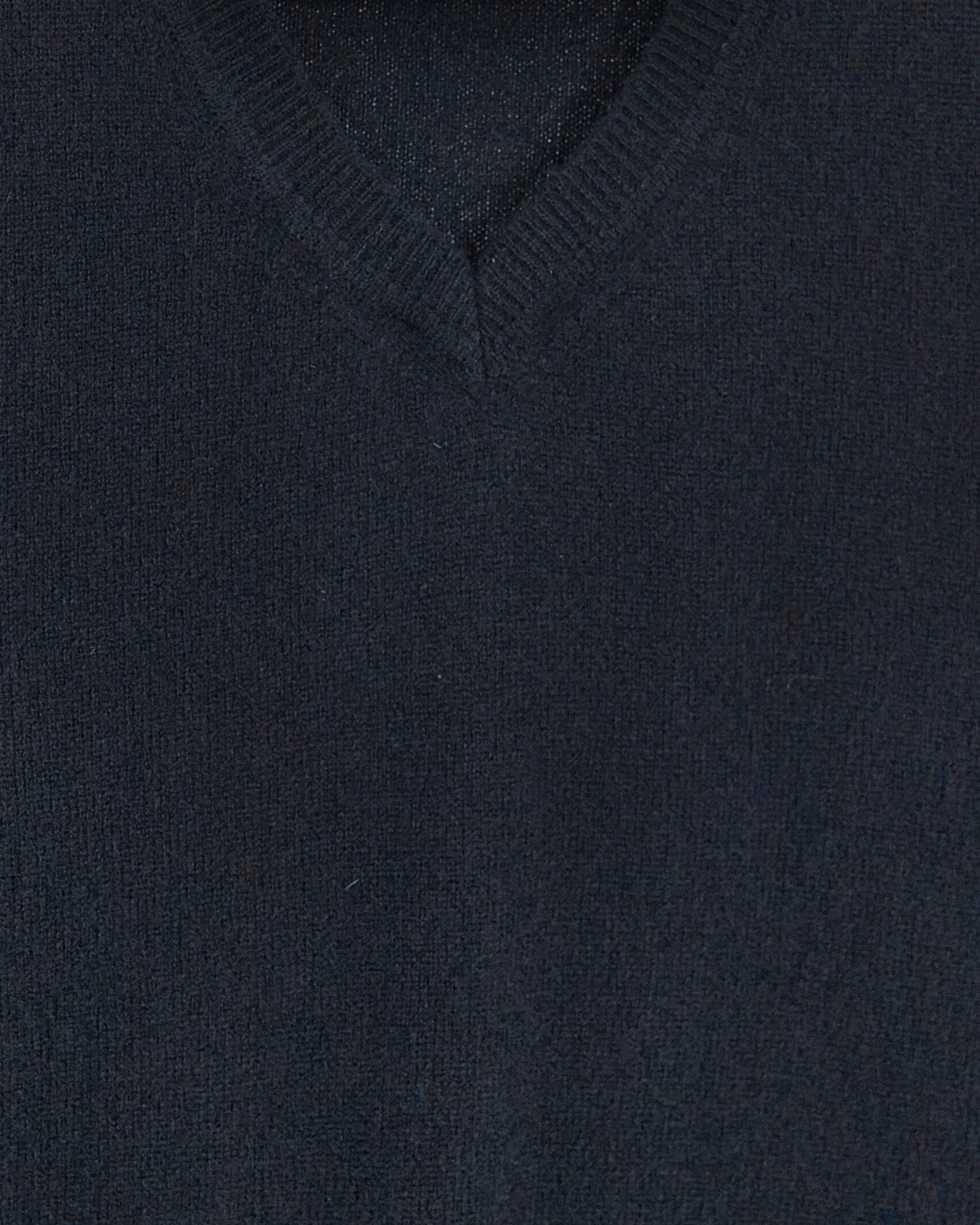 Close up of black cashmere classic v-neck sweater texture