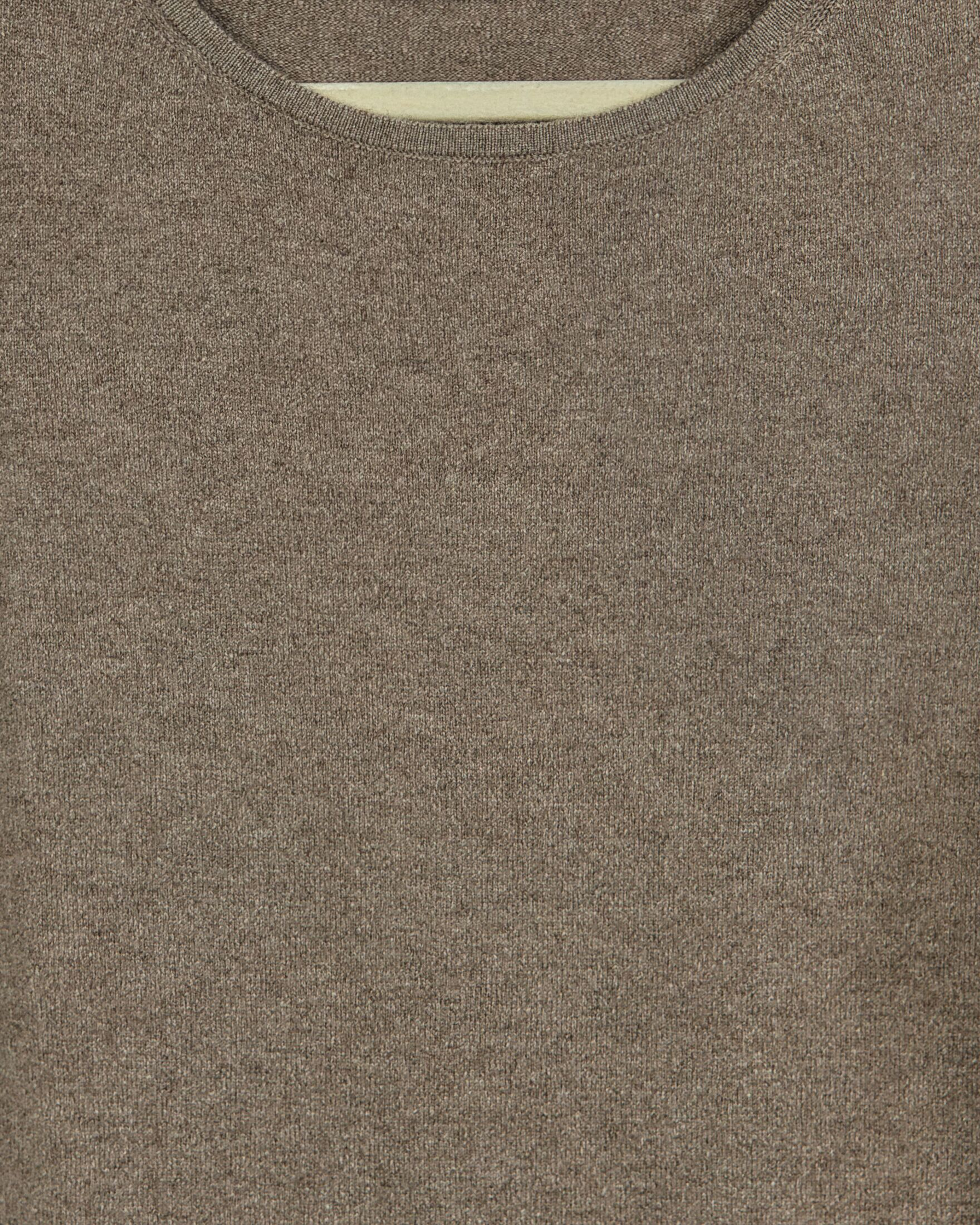 Close up of natural brown cashmere shift dress fabric