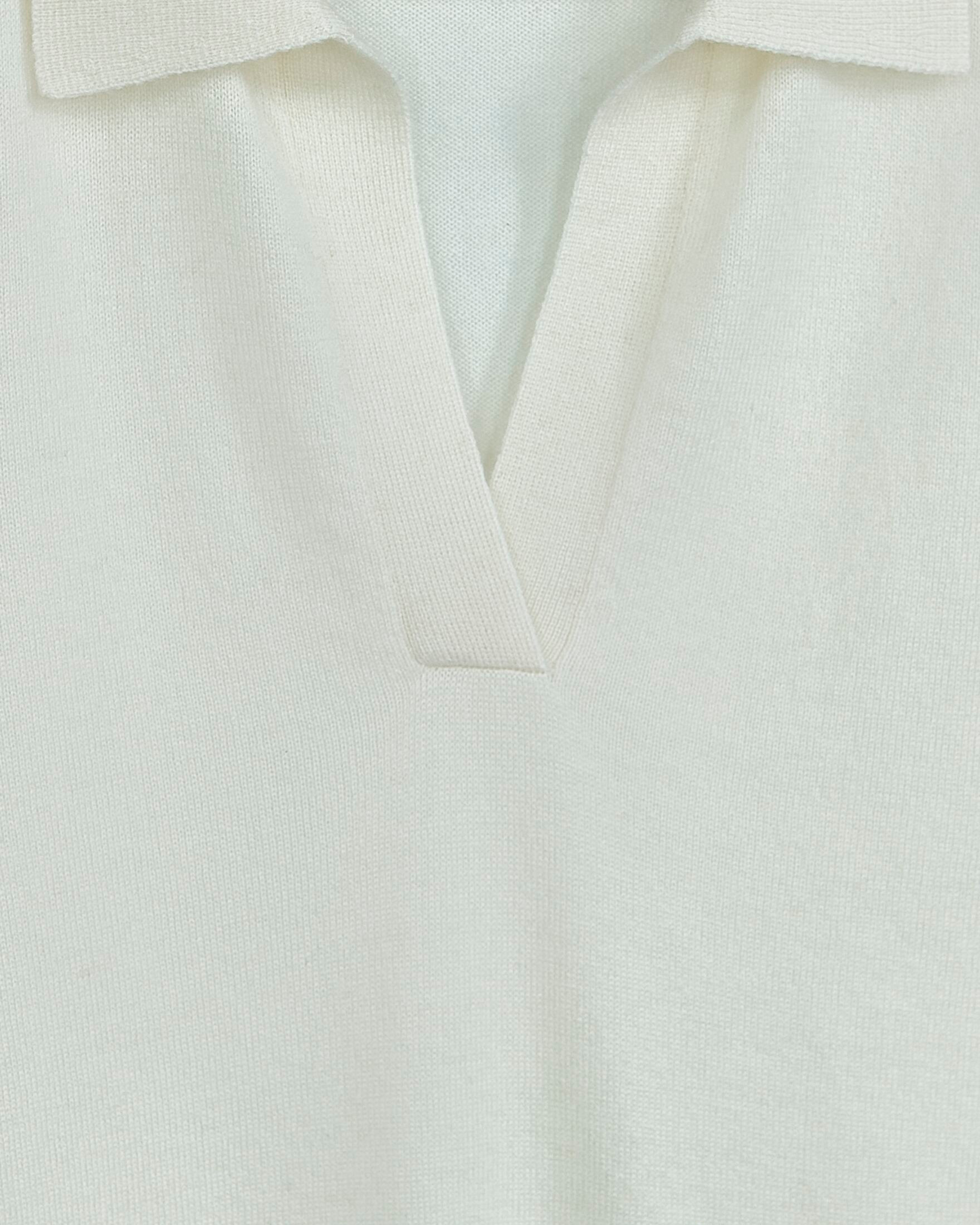 Close up of a white cashmere jumper in a fine weave