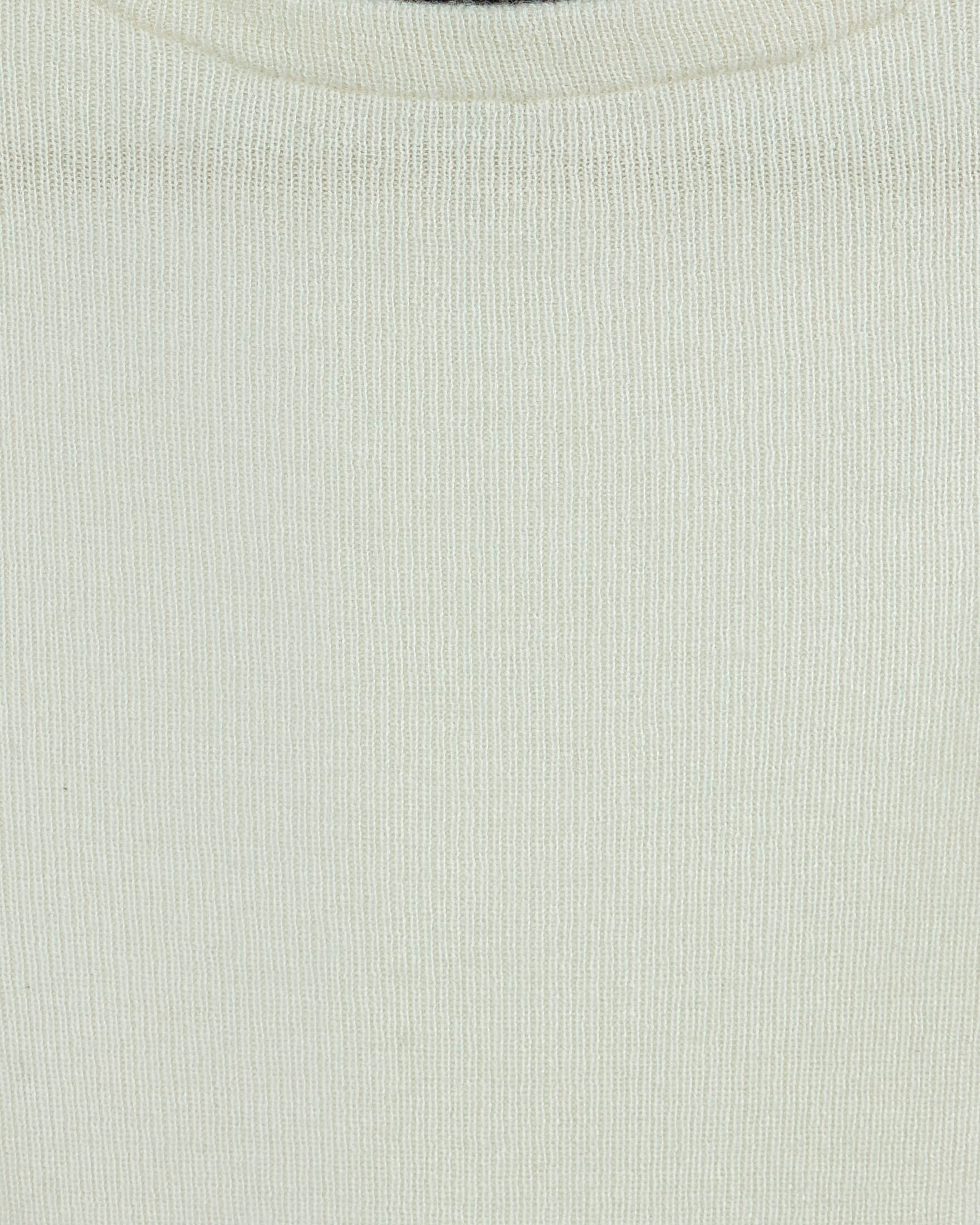 Close up of a white ribbed cashmere jumper