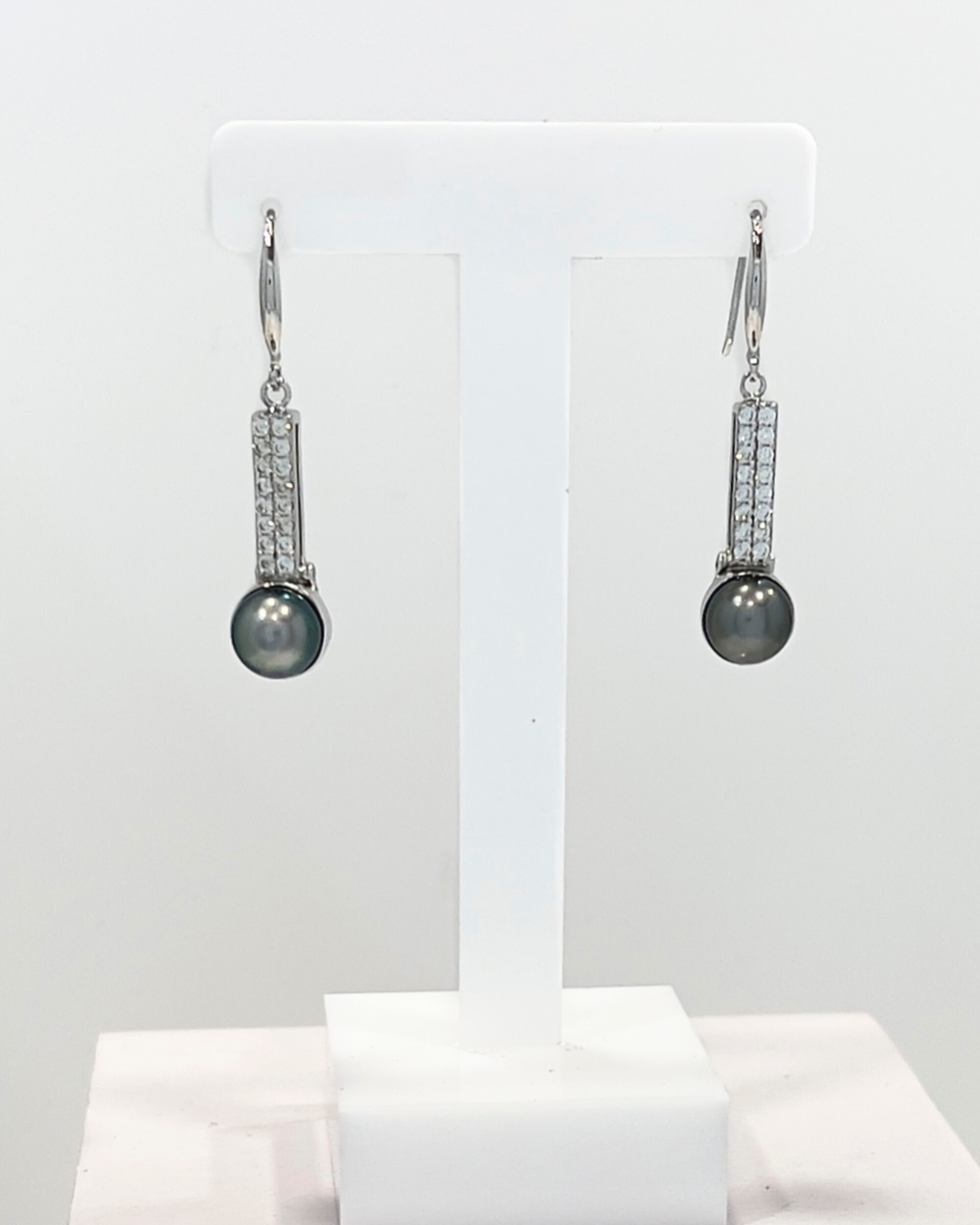 Signature Tahitian pearl crystal round drop earrings