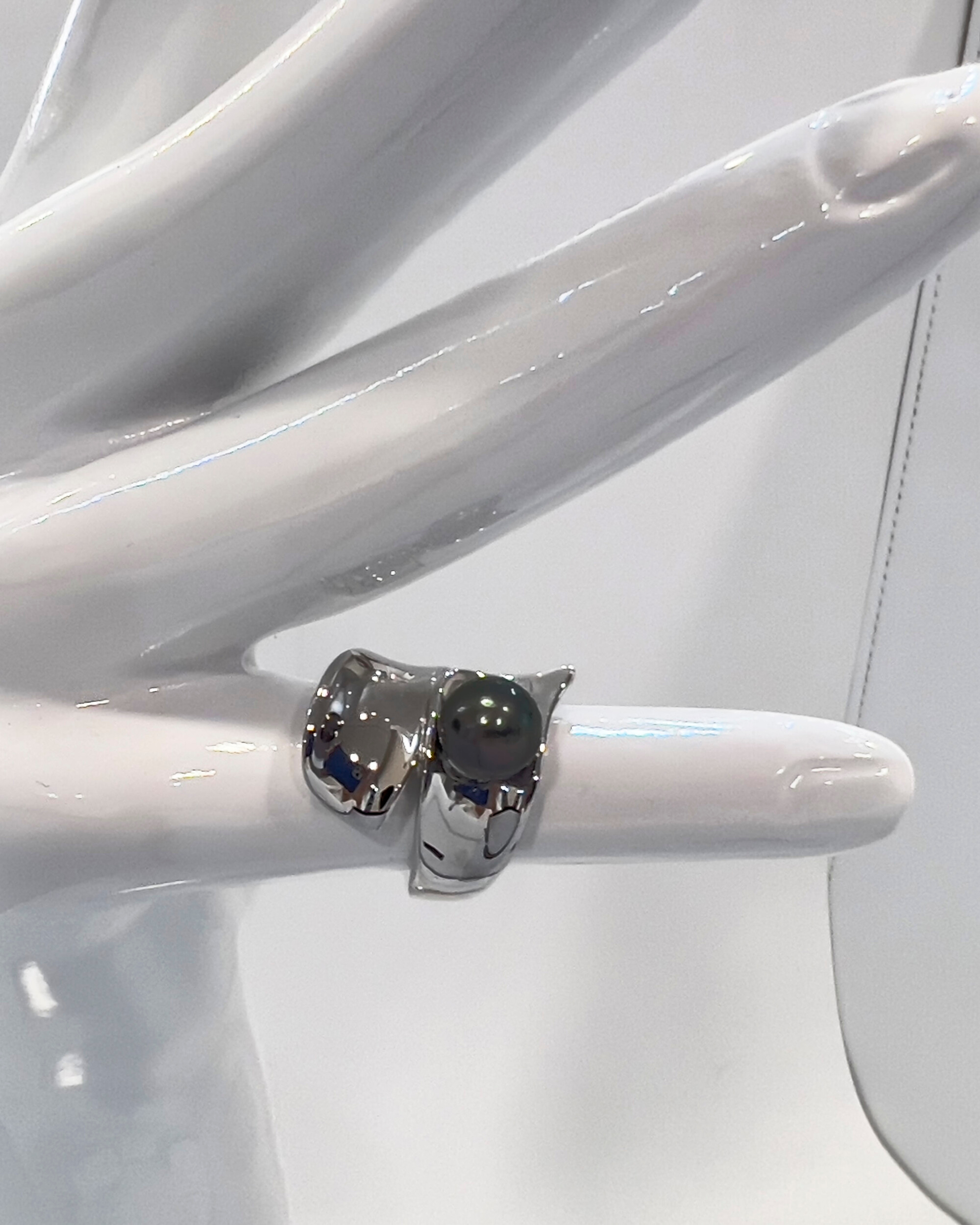 Signature Tahitian pearl statement ring with wrapped sterling silver band