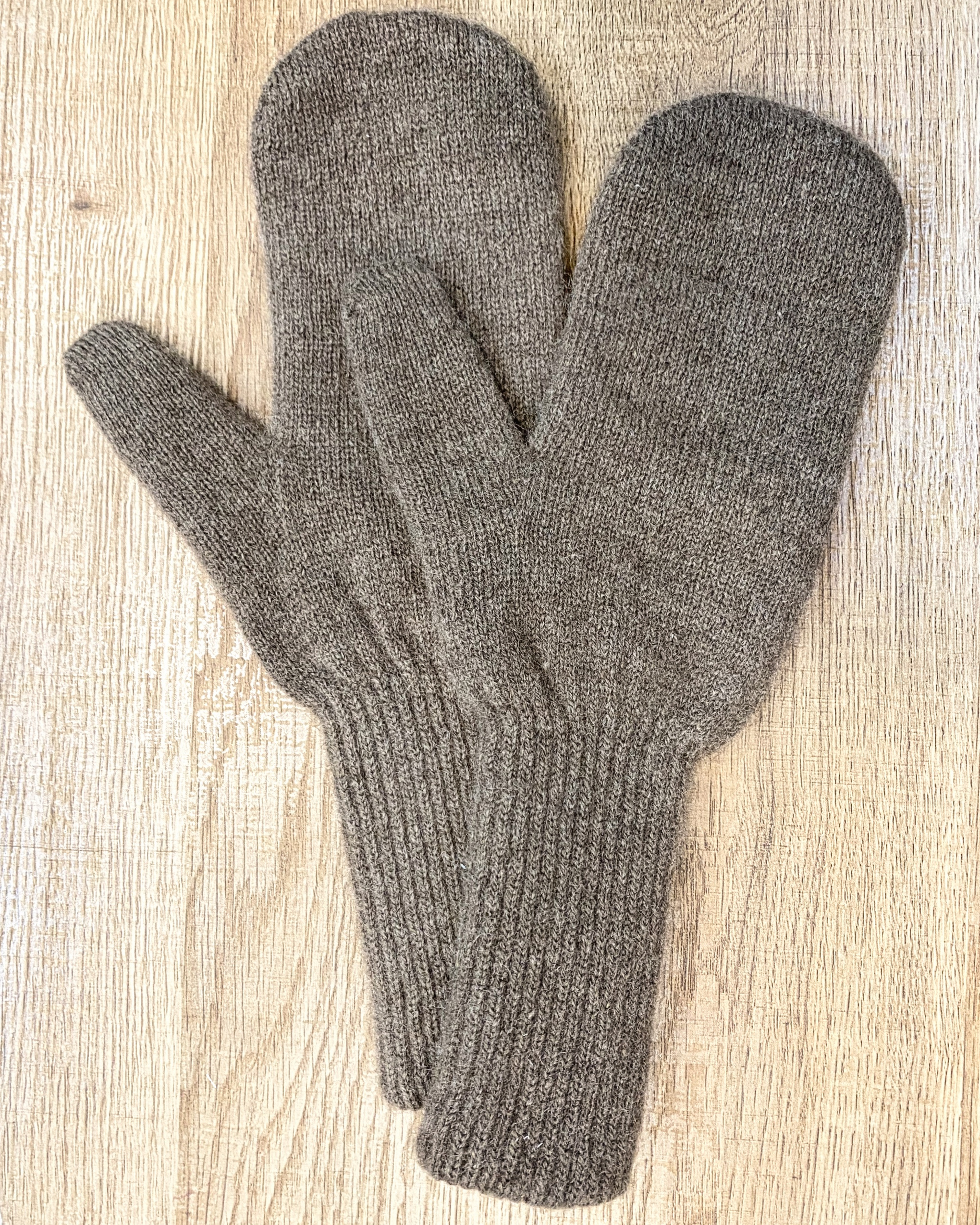 Unur unisex yak wool mitten gloves in brown