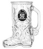 18th to 80th Birthday Libbey Glass Boot Beer Mug Black Pewter Birthday Badge