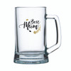 Beer mug glass with Best Mum - Dad or Pop in Black or Black Gold decal on glass