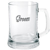 Wedding Glass beer mug with a with a Groom or a Groomsman pewter badge