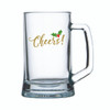 Wedding Glass beer mug with Cheers in Red or Gold decal on glass holds 500ml