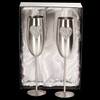 Pair of Wedding Champagne flute Love - Doves - Heart or Wedding Bells Badge