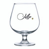 Wedding Single brandy glass Mr or Mrs with Black or Gold decal on glass 410ml