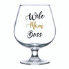 Mum Dad or Pop - Wife- Boss - Best Mum - Single brandy glass black black gold