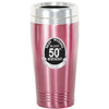 18th to 80th Birthday stainless steel Pink coffee travel mug matt Pewter badge