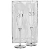25th to 50th Anniversary pair of crystal stem champagne flutes metal base