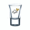 Wedding single Shot glass with Mr Right or Mrs Always Right decal on glass