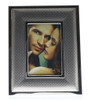 Silver two tone contemporary photo frame, holds 4x6 inch picture