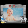 Pewter Glittered New born Photo Frame - Silver Grey Enamelled Keepsake for Infants