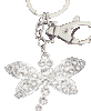 Silver dragonfly shape keychain with silver crystal design