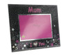 Mum i love you photo frame with black and pink decals, holds 4x6 inch picture