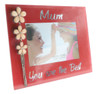 Mum youre the best red glass photo frame with flower charm