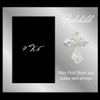 Glass god child photo frame with a crystal cross, holds 4x6 inch picture