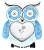Blue enamelled owl shaped photo frame
