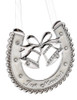 Just married wedding horseshoe charm with crystal design and wedding bells